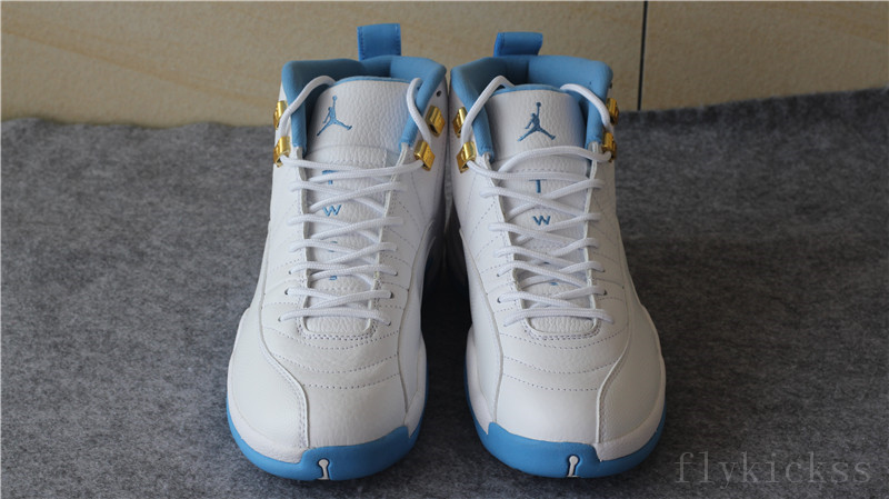 Authentic Air Jordan 12 Melo White University Blue